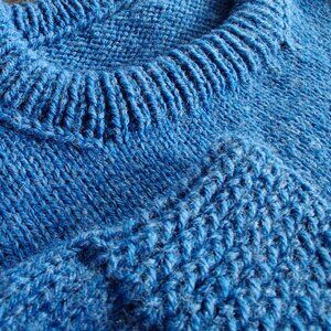Handknit blue crewneck sweater